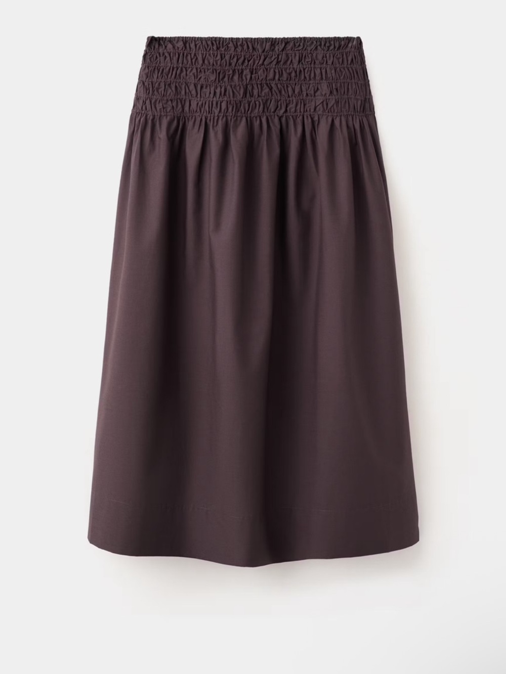 Mango Smocked Waist Midi Skirt — Plum